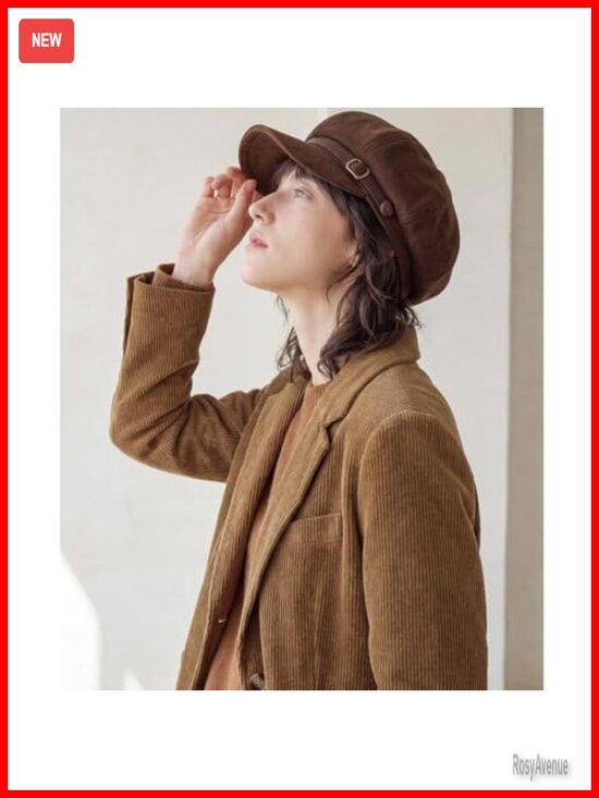 Suede Newsboy Cap Wool Baker Boy Hat Winter Vintage Belt Buckle main image 6